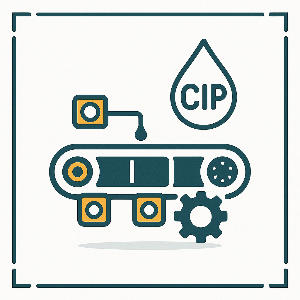 Вымывание смазки водой на конвейерах консервирования при CIP‑мойке подшипников и редукторов во влажной зоне цеха