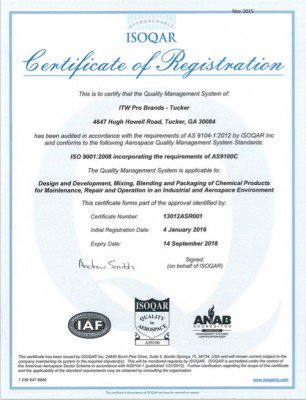 ITW Pro Brands производитель LPS получил сертификат ISO 9001:2008