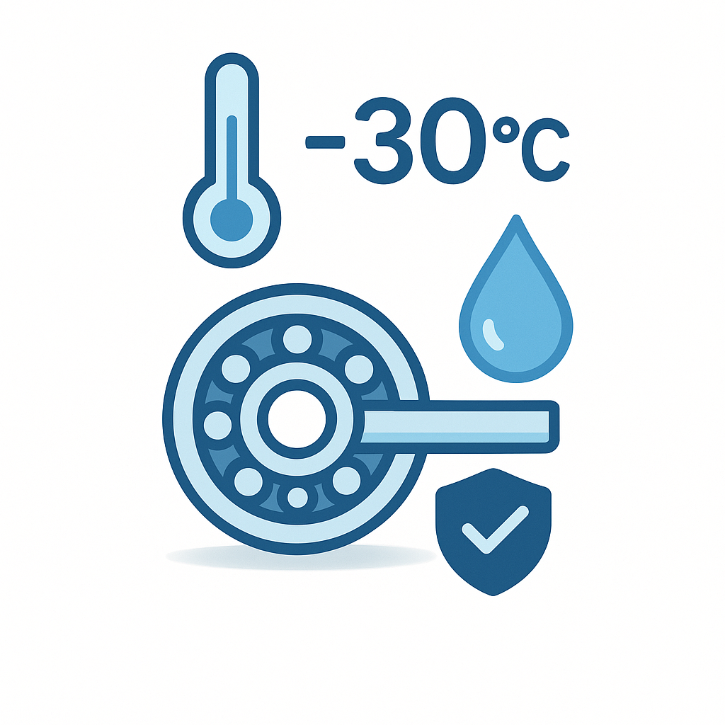 Подшипник и вал шнекового экструдера пищевой линии при −30 °C, ускоренный износ из-за загустевшей смазки в морозильной камере