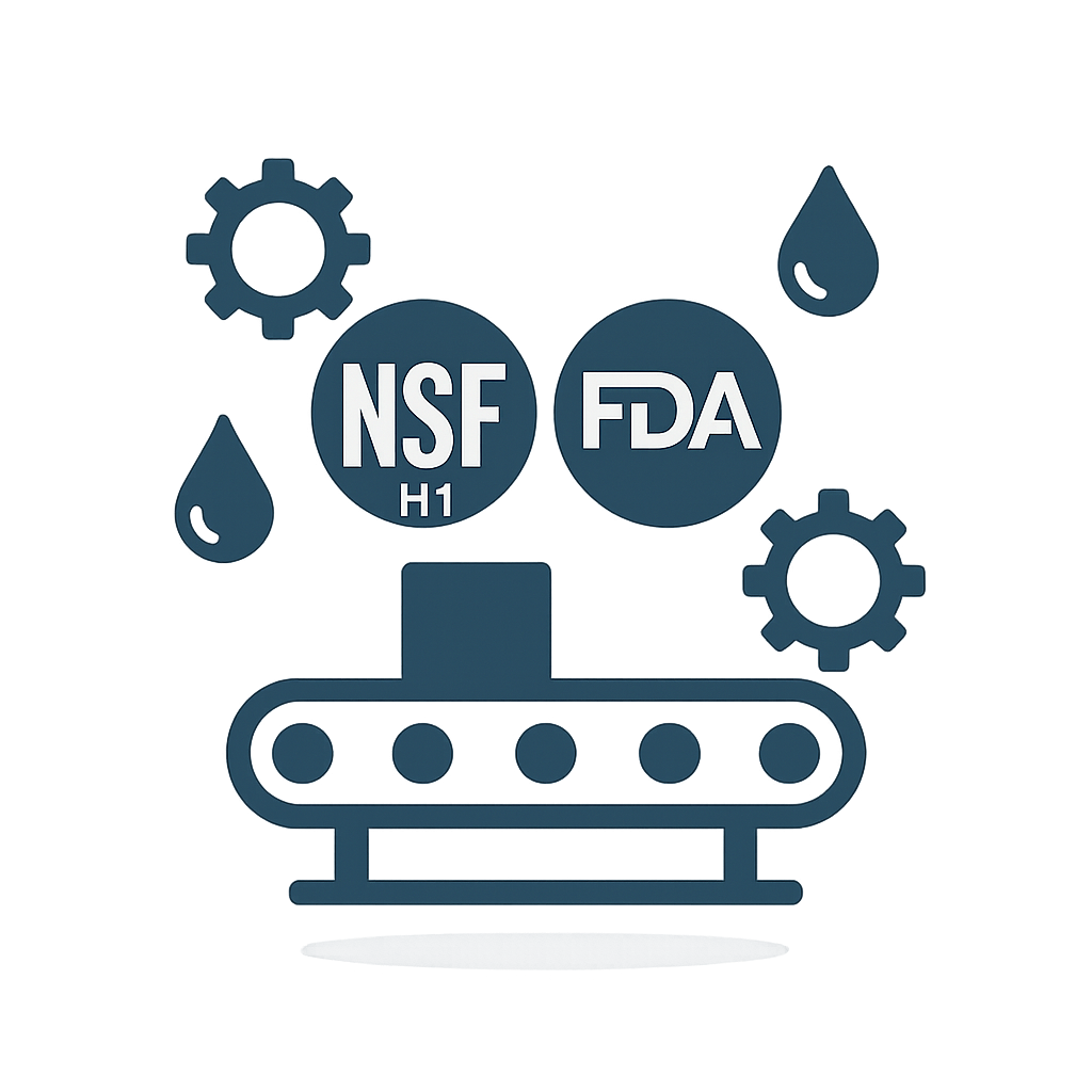 Цепь упаковочного конвейера с нанесенной пищевой смазкой NSF H1 работает при повышенной влажности без заклинивания и подтеков на продуктовую зону