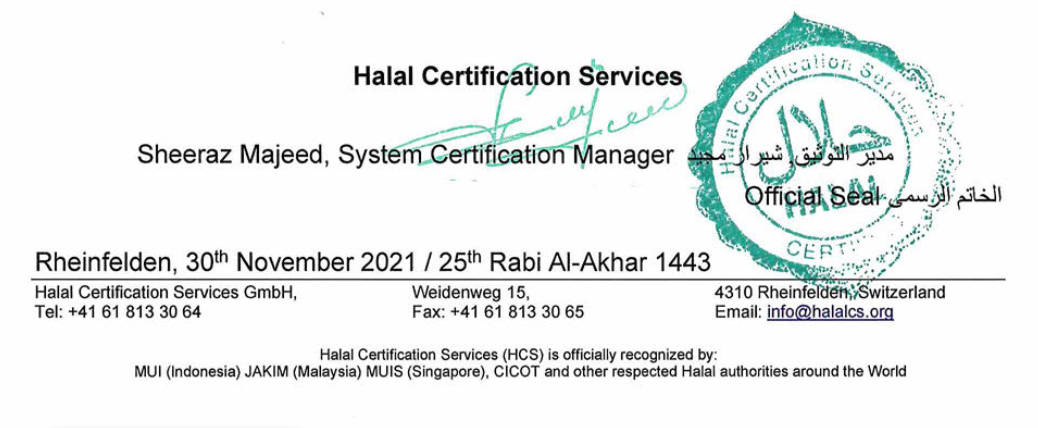 Сертификат Халяль (Halal Certificate) производителя Mako-Lube