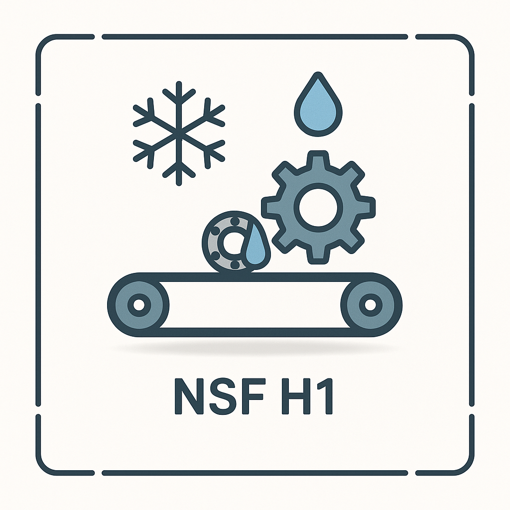 Обслуживание подшипника конвейера шоковой заморозки смазкой NSF H1 при отрицательной температуре и высокой влажности